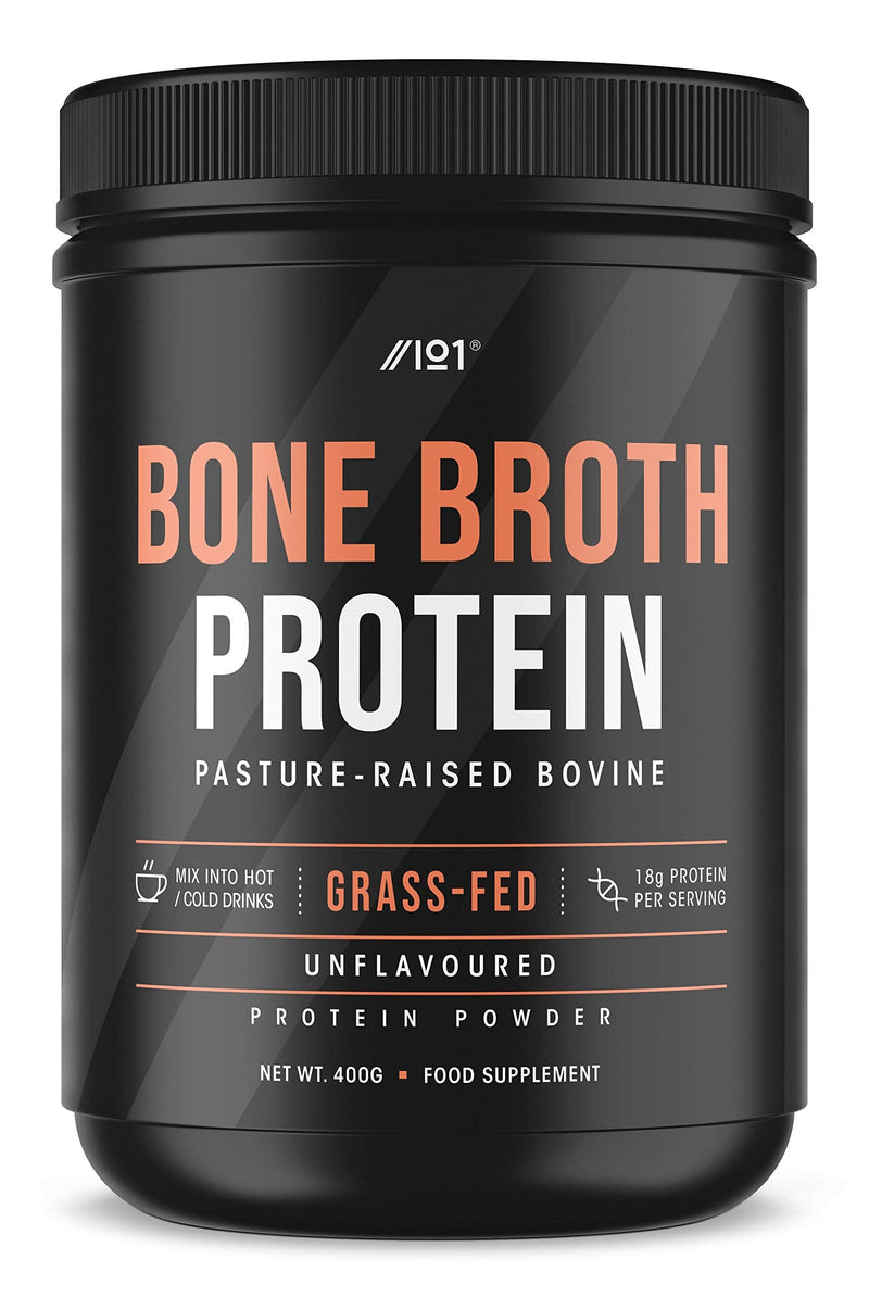 Bone Broth Beef Protein Powder - 400g - Unflavoured - 100% Grass-Fed & Pasture Raised Beef - Paleo & Keto Friendly. Halal, Kosher 400 g (Pack of 1) - BeesActive Australia