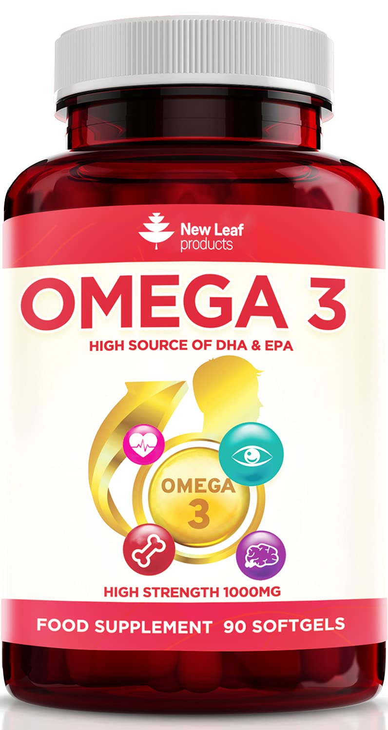Omega 3 1000mg Capsules - High Dose Fish Oil - Enriched with Vitamin E - One A Day Pure Fish Oil Gel Capsule - Helps Maintain Healthy Eyes, Brain Function, & Skin - GMO-Free, GMP, & UK Made - BeesActive Australia