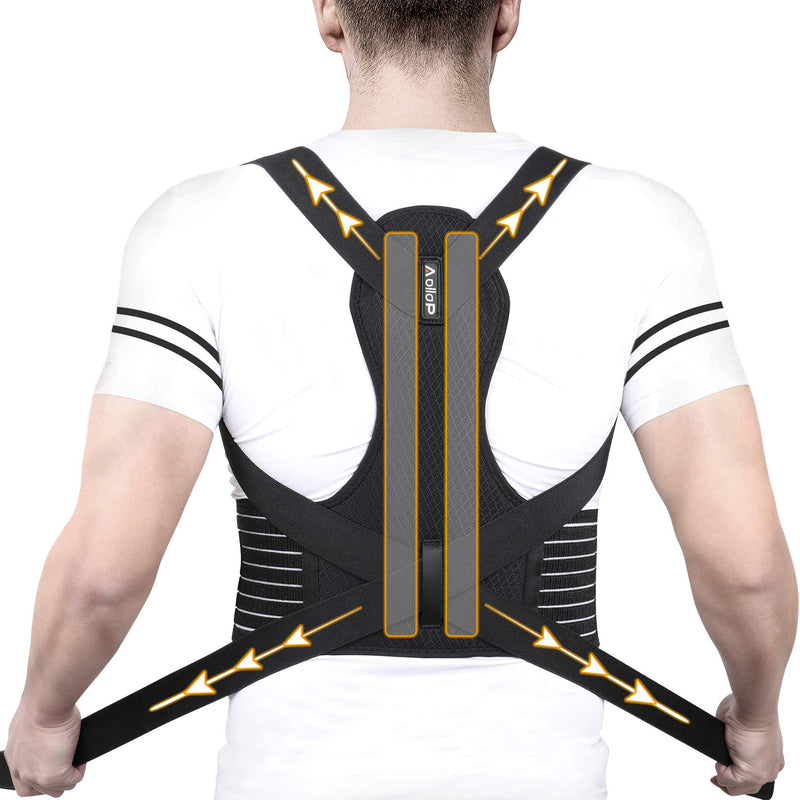 Aollop Posture Corrector Men Back Brace Back Support with Breathable Adjustable Elastic Bands Support Bars Posture Improve Back Pain Association Lower Lumbar Relief Waist 27'- 51', Gift for Women Black - BeesActive Australia