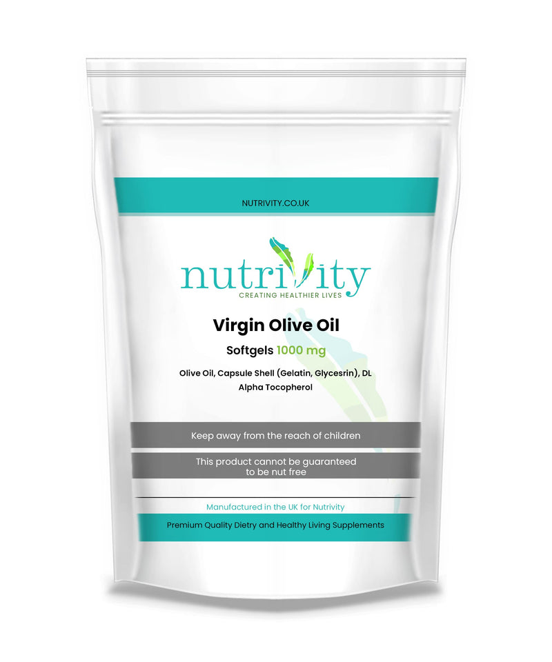 Virgin Olive Oil High Strength 1000mg Soft Gels Omega 3 6 for Health Heart by Nutrivity � UK Manufactured to GMP Standards (240) - BeesActive Australia