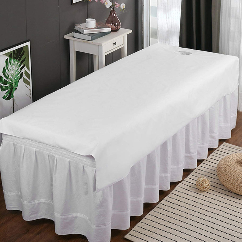 Reusable Spa Massage Bed Sheet, Soft Comfortable Massage Bed Sheet with Face Hole Beauty Massage SPA Couch Cover Waterproof (white) White - BeesActive Australia