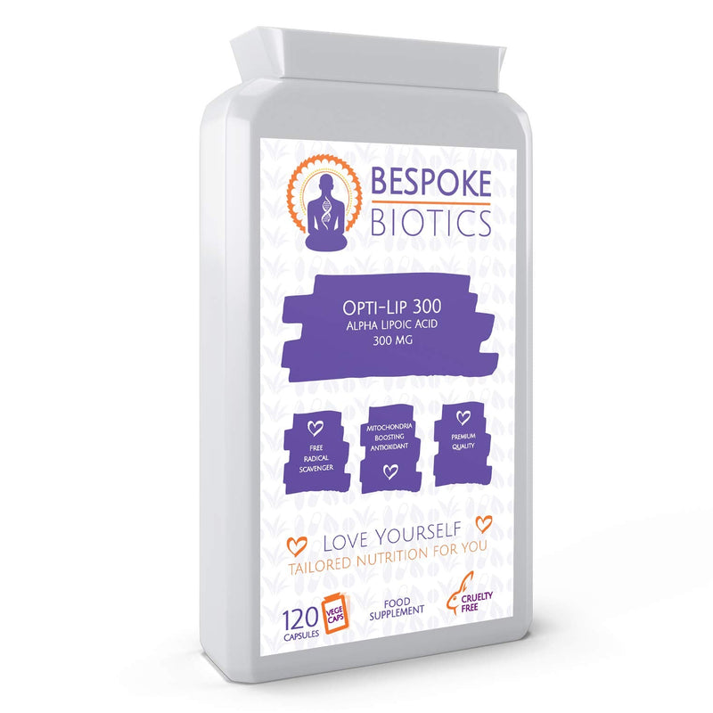 Alpha Lipoic Acid | Opti-Lip 300mg | 120 Caps| Super Antioxidant ALA |Liver| Skin|Brain|Ageing| Sugar Control| Double Action RALA SALA | Peripheral Neuropathy | UK Made | GMP Standard - BeesActive Australia