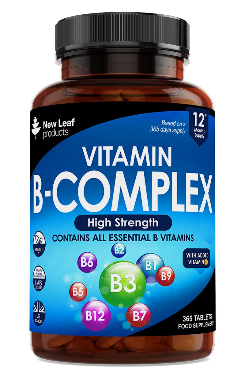 Vitamin B Complex - 365 Small Tablets (One Year Supply) High Strength All 8 B Vitamins B1-B2-B3-B5-B6-B12, Biotin, Folic Acid and Vitamin C - Reduction of Tiredness, Energy & Immune Support - UK Made - BeesActive Australia