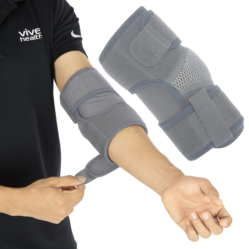 Vive Elbow Brace - Tennis Compression Sleeve - Wrap for Golfers, Bursitis, Left or Right Arm - Tendonitis Support Strap for Golf, Men and Women - Epicondylitis and Sports Recovery (Gray, Standard) Gray - BeesActive Australia