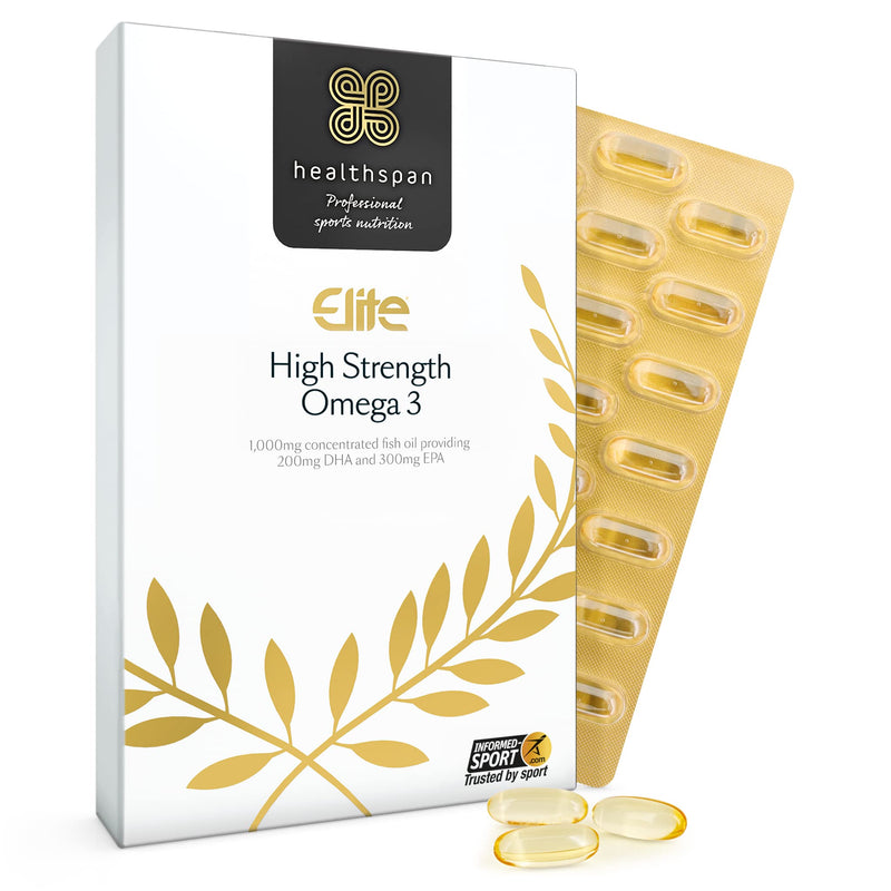 Healthspan Elite Omega 3 1,000mg (4 Months' Supply) | Support Your Brain, Heart & Eye Health | 230mg DHA & 520mg EPA | All Blacks Official Partner | Sustainably Sourced | Informed Sport Accredited - BeesActive Australia