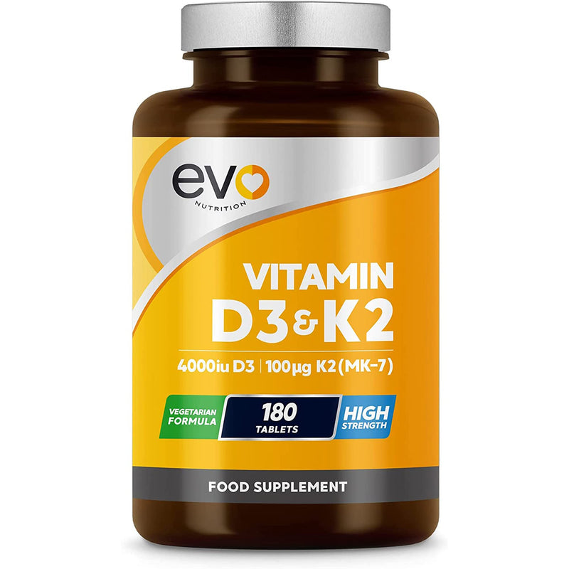 Vitamin D3 4000iu & Vitamin K2 100ug (MK7) |180 Vitamin D3 K2 Vegetarian Tablets | 1-A-Day | 6 Month Supply | High Strength D3 and K2 Vitamin | Vitamin D K2 Supplement | Made in The UK - BeesActive Australia