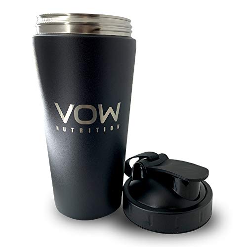 VOW Nutrition Premium Stainless Steel Matt Black Protein Shaker | Durable Water Bottle, Leak Proof, Dishwasher Safe, 750ml (750 ML, Matt Black) 700 ML - BeesActive Australia