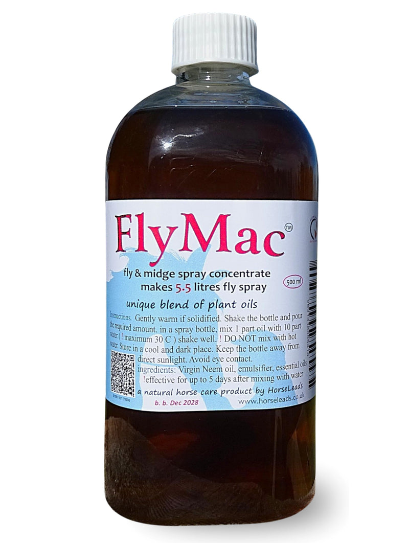 FlyMac Neem & Eucalyptus Horse Fly Spray Concentrate dilute to Make 5.5 litres with Citrepel and Peppermint Oil