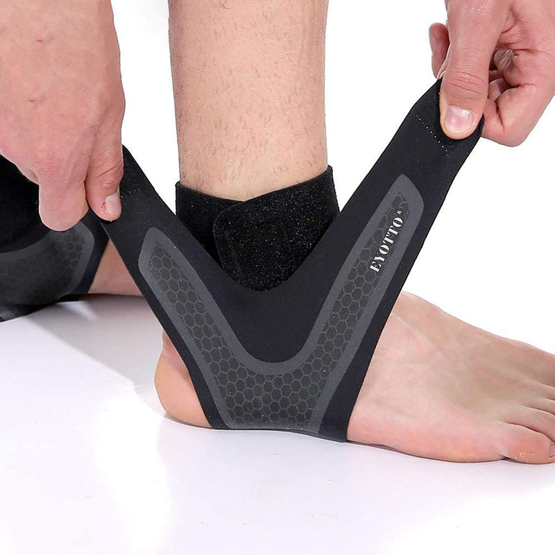 1 Pair Left+Right Ankle Support for Men Women, eYotto Neoprene Breathable Elastic Adjustable Ankle Brace, Compression Ankle Wrap Strap for Sprained Foot Sleeve Plantar Fasciitis, Running, Basketball Black - BeesActive Australia