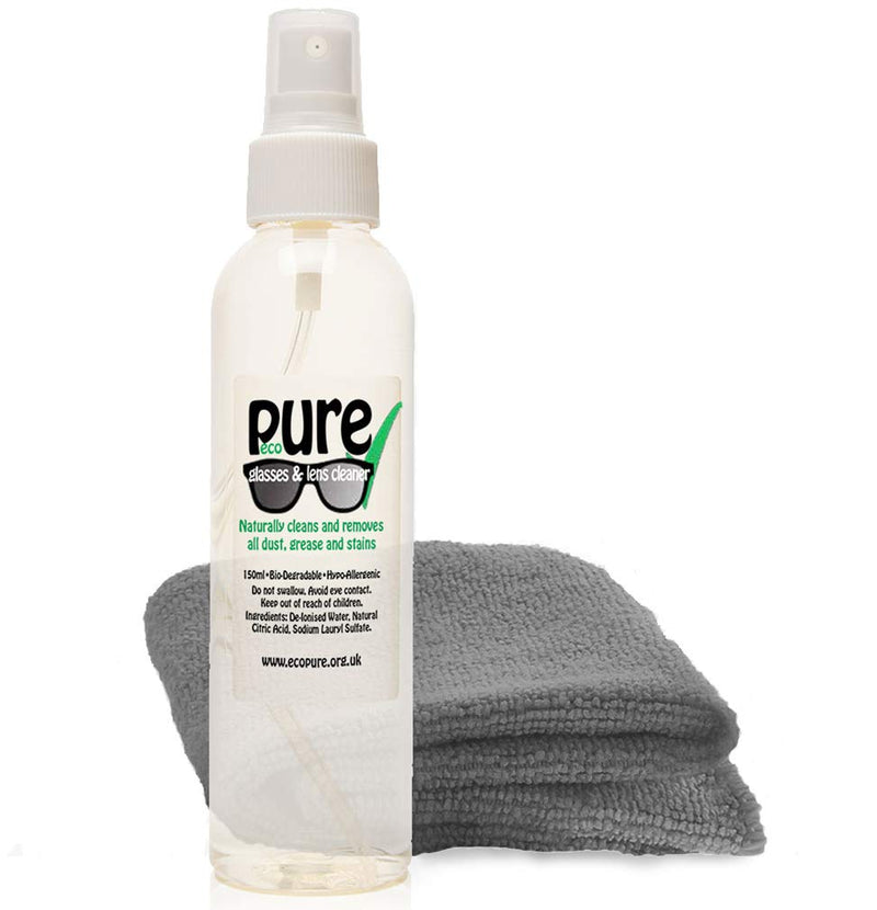 Glasses & Lens Cleaning Kit - 150ml. Contains Only Natural Ingredients. Gently Cleans All dust, Dirt, Marks and Stains from Spectacles, Sun Glasses and Reading Glasses Without harming The Coating. - BeesActive Australia