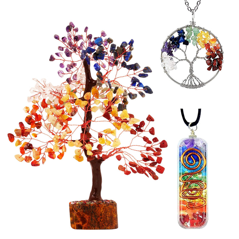 YATSKIA Crystal Tree - Bonsai Tree - Tree of Life - Seven Chakra Crystals - Gemstones - Home Decor - Crystal Necklaces - House Warming Gifts New Home - Spiritual Gifts - Crystal Gifts Seven Chakra (Copper Wire) - BeesActive Australia