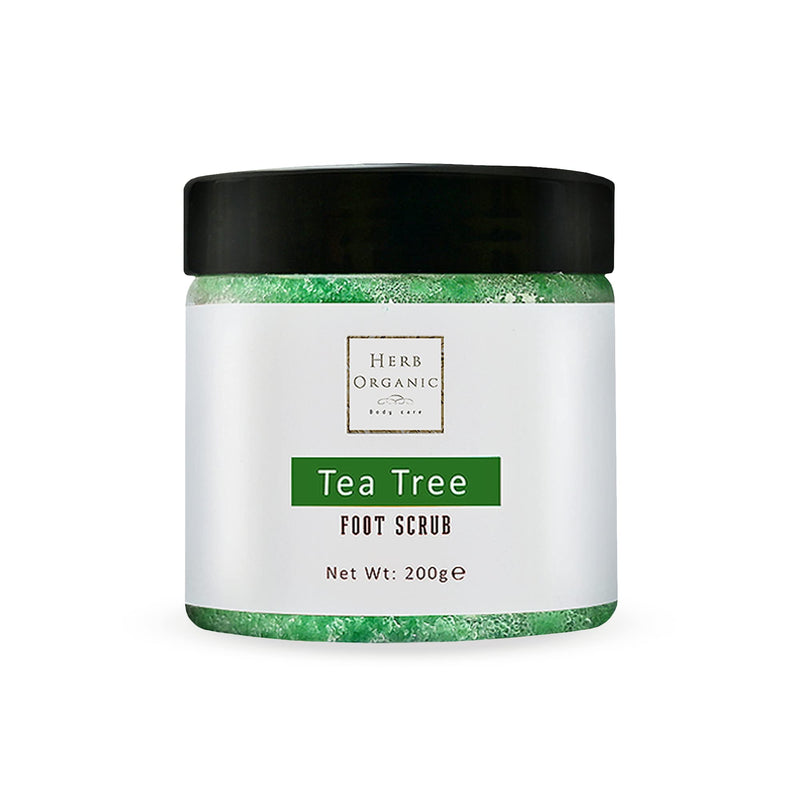 HerbOrganic Antibacterial Tea Tree Foot Scrub � 200 g � Exfoliates, Moisturizes and Cleanses � Helps with Corns, Calluses, Athlete Foot, Jock Itch & Foot Odour � with Green Tea, Sea Salt & Jojoba Oil - BeesActive Australia