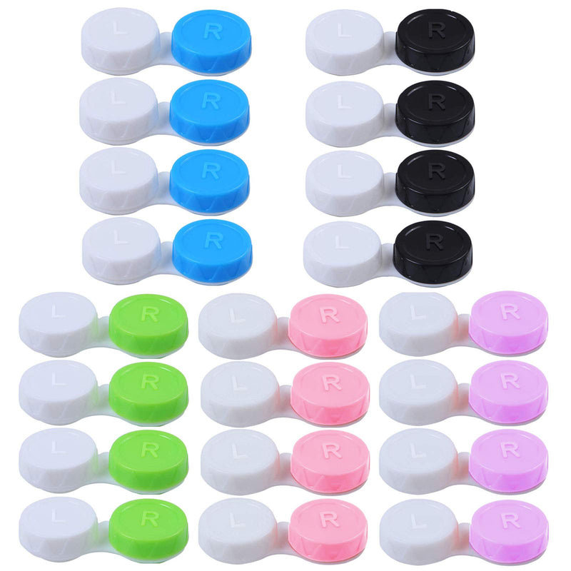 Jinlaili 20PCS Travel Contact Lens Cases, Portable Contact Lens Travel Kit Case, Mini Box Container Contact Lens Holder, Contact Lens Soaking Storage Case with L and R Caps - Green Blue Black Pink - BeesActive Australia