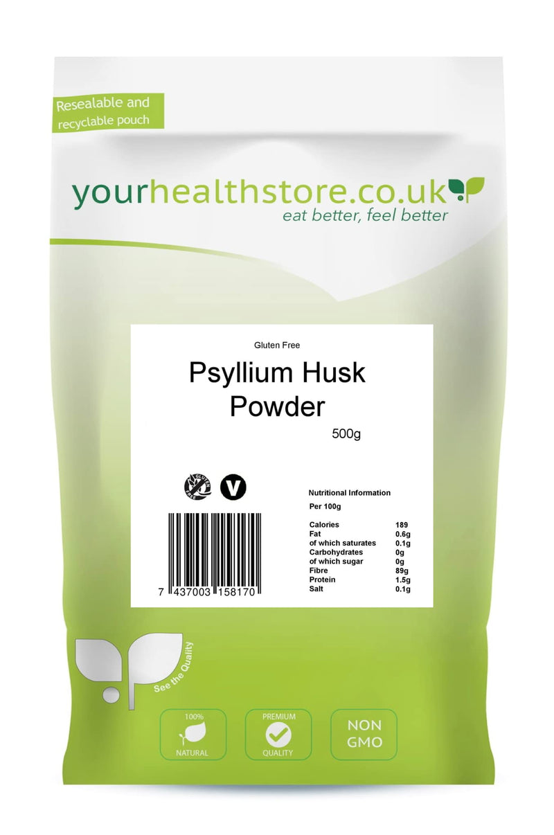 yourhealthstore Psyllium Husk Powder 500g, Extra High Purity, Non Contaminated, No Pesticides, Fine Powder, Gluten Free, Vegan, (Recyclable Pouch) - BeesActive Australia
