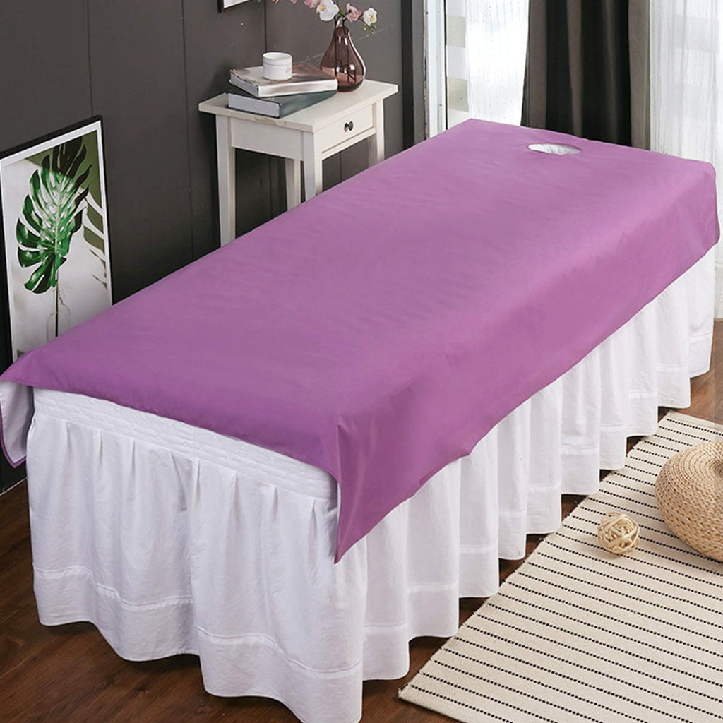 2pcs SPA Massage Table Cover Mat, Breathable Oil Resistant Waterproof Salon Bed Sheet with A Hole, Beauty Salon Massage SPA Center Bed Sheets, Thick Protective Massage Table Bed Cover(Purple) Purple - BeesActive Australia