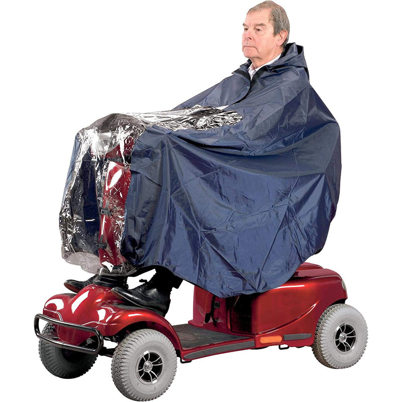 Aids 4 Mobility Universal Fit Hooded Waterproof Poncho for Mobility Scooter Cover Mac Rain Protector Hood Cape Coat - BeesActive Australia