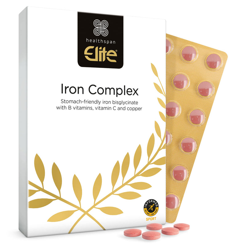 Healthspan Elite Iron Complex 14mg (4 Months� Supply) | Reduce Tiredness & Fatigue | with Copper & Vitamin C to aid Absorption | All Blacks Official Partner | Informed Sport Accredited | Vegan - BeesActive Australia