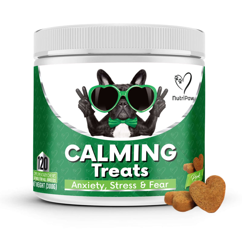 NutriPaw Calming Treats For Dogs - Reduce Stress, Fear, Separation, Barking, Hyperactivity, Reactivity, Aggression, Travel - Calm without Drowsiness dogs Single Pack