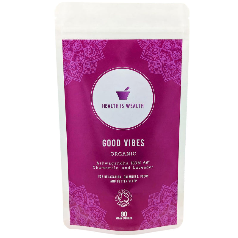 Organic KSM 66 Ashwagandha, Chamomile and Lavender - 90 Natural Capsules - Feel Calm, Lower Stress, Anxiety & Better Sleep - BeesActive Australia