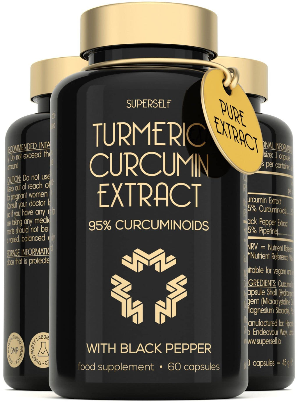 Turmeric Curcumin Capsules High Strength with Black Pepper - Pure Curcumin Extract with 95% Curcuminoids - 60 Tablets One a Day 500mg - Premium Turmeric Herbal Supplements - Enhanced Absorption - BeesActive Australia