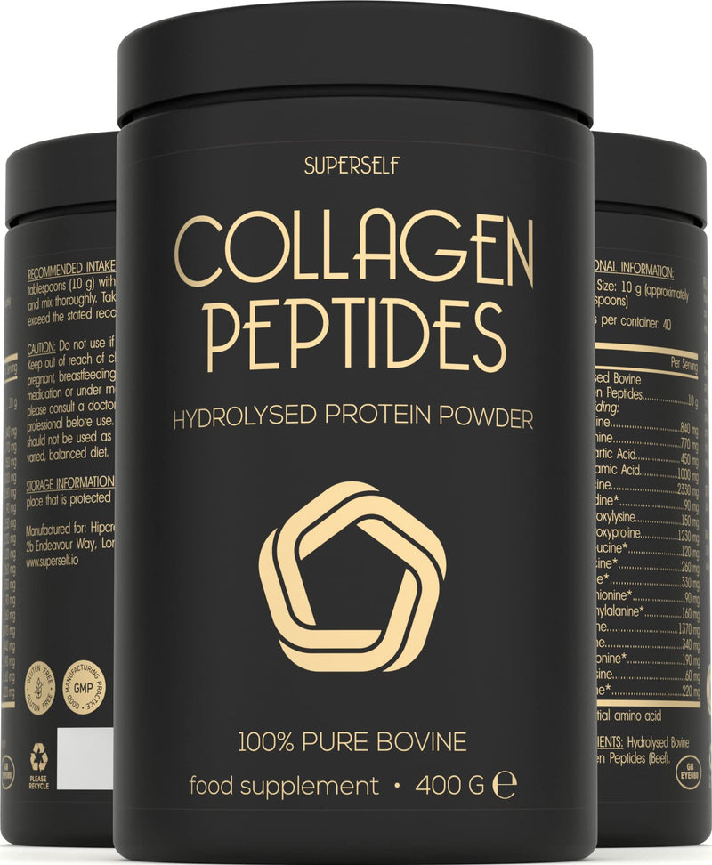 Premium Collagen Powder - Collagen Supplements for Women & Men - Pure Bovine Collagen Peptides 400g - Hydrolysed Collagen Type 1 and 3 for Skin, Hair & Nails - Tasteless, Dissolves Easily, Mixes Well - BeesActive Australia