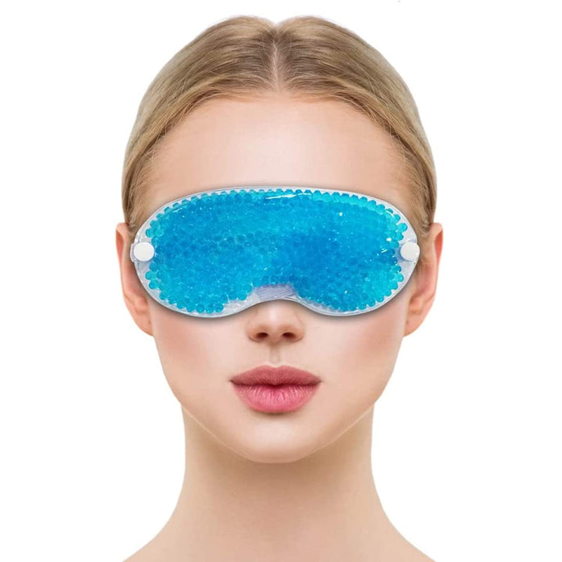 Cooling Eye Mask GLAMZA� Reusable Hot Cold Gel Bead Eye Mask for Dark Circles, Puffy Eyes, Migraine, Headache - Blue - BeesActive Australia