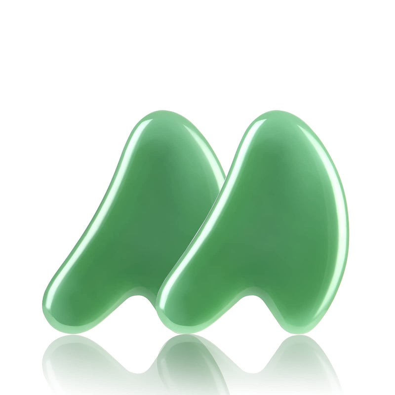 URAQT Gua Sha Board, 2 Pcs Jade Stone Face Scrapping Massager, Guasha Facial Tool, Green Quartz Natural Massage Tool Anti Aging and Wrinkles for Face, Eye, Neck, Body Massage A-green - BeesActive Australia