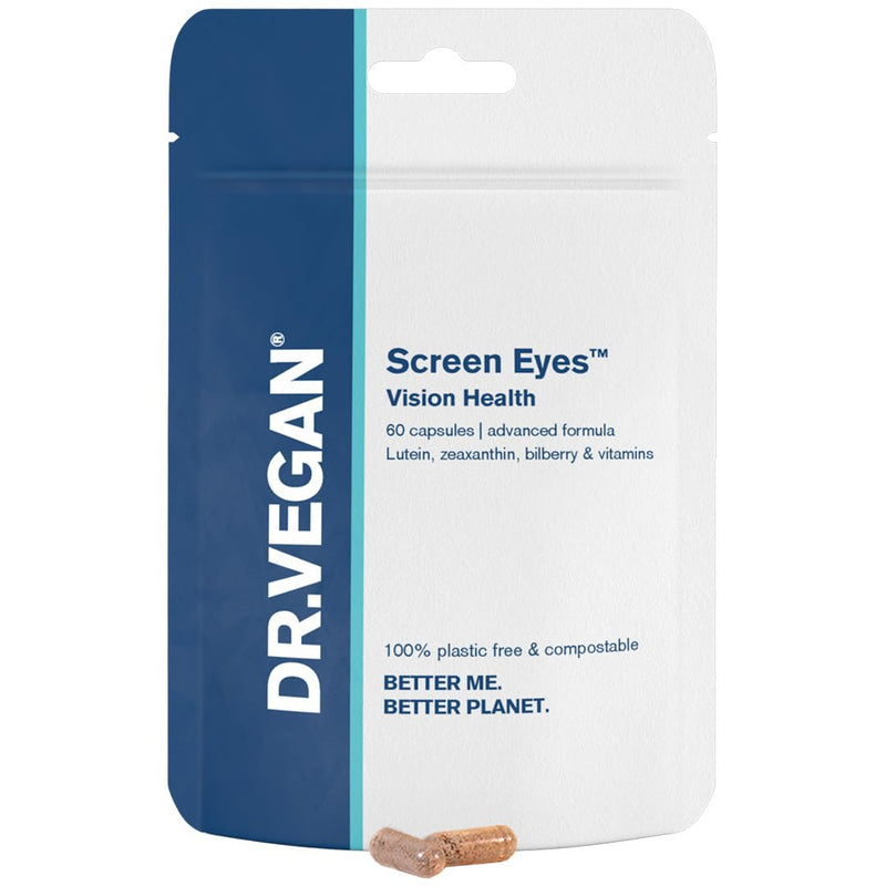 DR.VEGAN Screen Eyes | Vision Health, 60 Vegan-Friendly Capsules | Lutein (15mg), Zeaxanthin (2mg), Meso-zeaxanthing (10mg), Astaxanthin (2mg) and Bilberry (50mg) | Two-A-Day - 30 Day Supply - BeesActive Australia