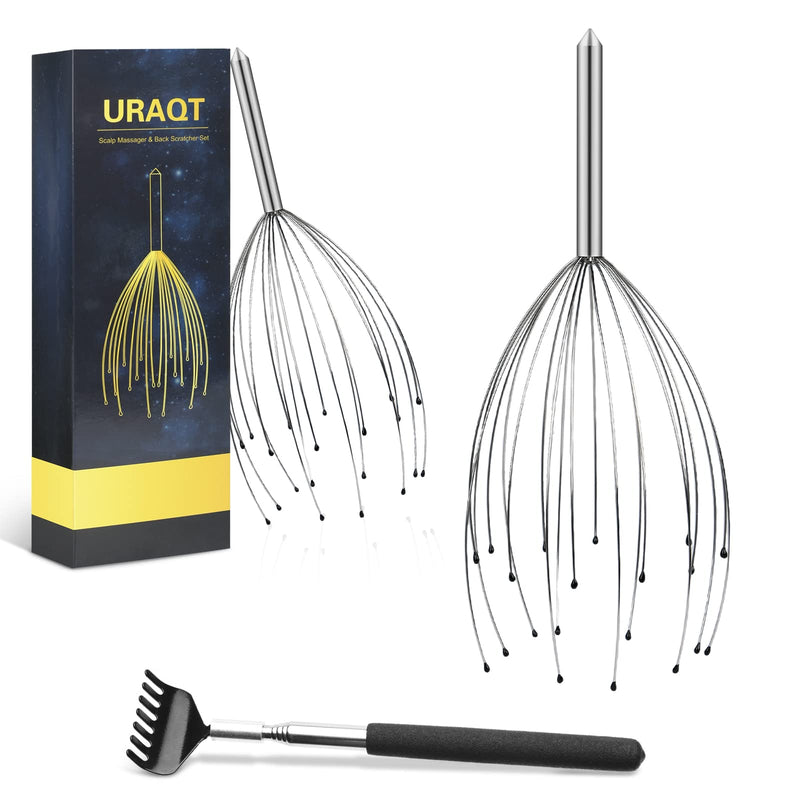 URAQT Head Massager Scalp Massage Scratcher Set 3 Pack, 20 Prongs Head Scratcher and Back Scratchers, Portable Tingler Massage for Deep Relaxation, Hair Stimulation and Body Stress Relax - BeesActive Australia