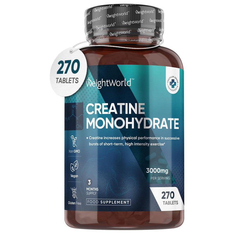 Creatine Monohydrate Tablets 3000mg - 270 Creatine Tablets - Gym Supplement for Men & Women - Creatine Monohydrate Powder Alternative - Vegan & Keto Unflavoured Energy Supplement for Workout - BeesActive Australia