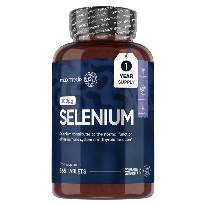 Selenium 200mcg - 365 Selenium Tablets (1 Year Supply) - Yeast Free Selenium Supplements - L-Selenomethionine - Natural Immune System & Thyroid Supplements - Hair and Nail Supplements for Women & Men - BeesActive Australia