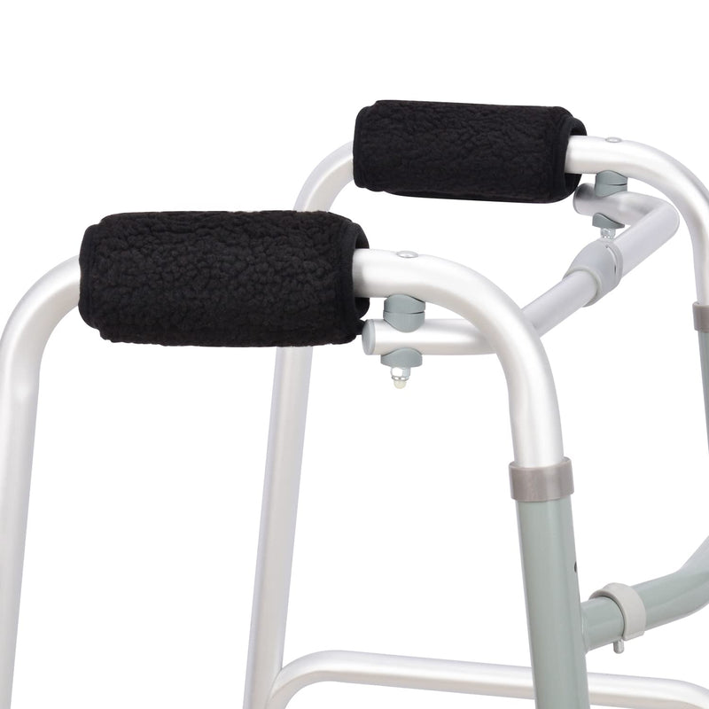 supregear Sheepskin Walker Hand Grips (2 Pack), Hand Pads Accessories for Walker Rollator Crutch Wheelchair Grips, Soft Comfortable Sheepskin Wool Covers, Non-Slip Durable Breathable Walker Accessory Black - BeesActive Australia