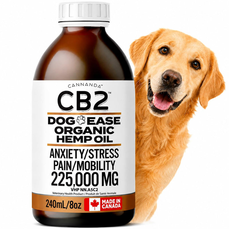 CB2 HEMP SEED OIL FOR DOGS. Extra Strength For Pain & Anxiety. Advanced Hip & Joint Supplement. Calming & Relaxing Effect. Improves Mobility. All-Natural. 240mL/8oz EXTRA LARGE Bottle.