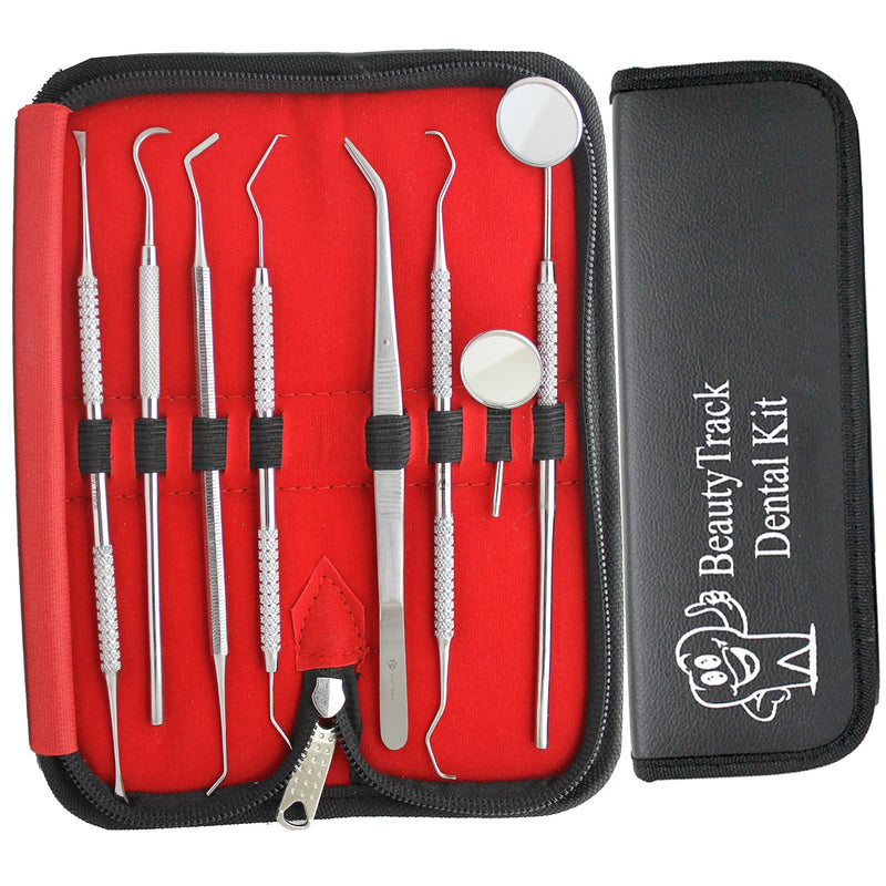 Dental Plaque Remover for Teeth Dental Tools 8 Pcs Hygiene Teeth Cleaning Kit with Storage Case, Dentist Tools for Personal & Pet Oral Care with Extra #4 Mirror - BeesActive Australia
