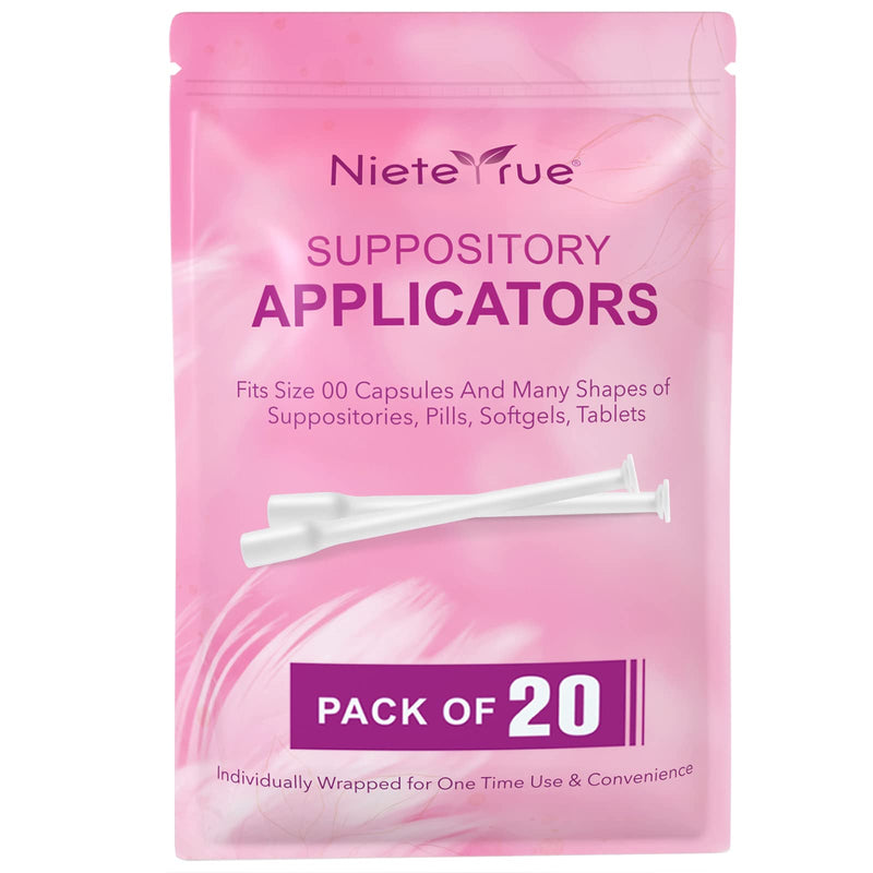 Nieteyrue (20 Packs) Disposable Vaginial Applicators Individually Wrapped Hygienic Fit to Size 00 Cap-sules and Many Shapes of Suppositories, Tablets Feminine Care Applicators from 20 Count (Pack of 1) - BeesActive Australia