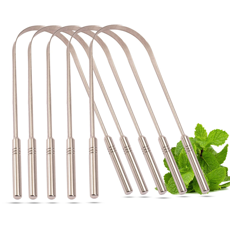 Pack of 5 Whitengolabs Premium Tongue Scraper Stainless Steel U Shaped Tongue Cleaner Cure Bad Breath, Restore Fresh Breath - BeesActive Australia