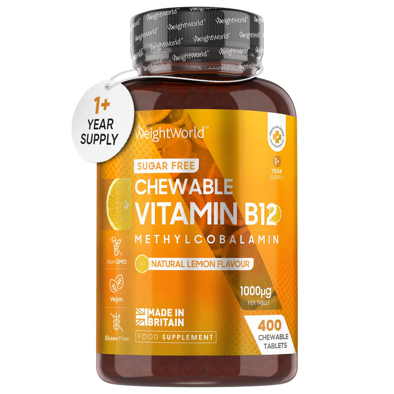 Vitamin B12 High Strength 1000mcg - 1+ Year Supply (400 Chewable & Vegan Vitamin B12 Tablets) - Sugar Free methylcobalamin b12 VIT B12 Supplement for Energy - Lemon Flavour - Made in The UK - BeesActive Australia
