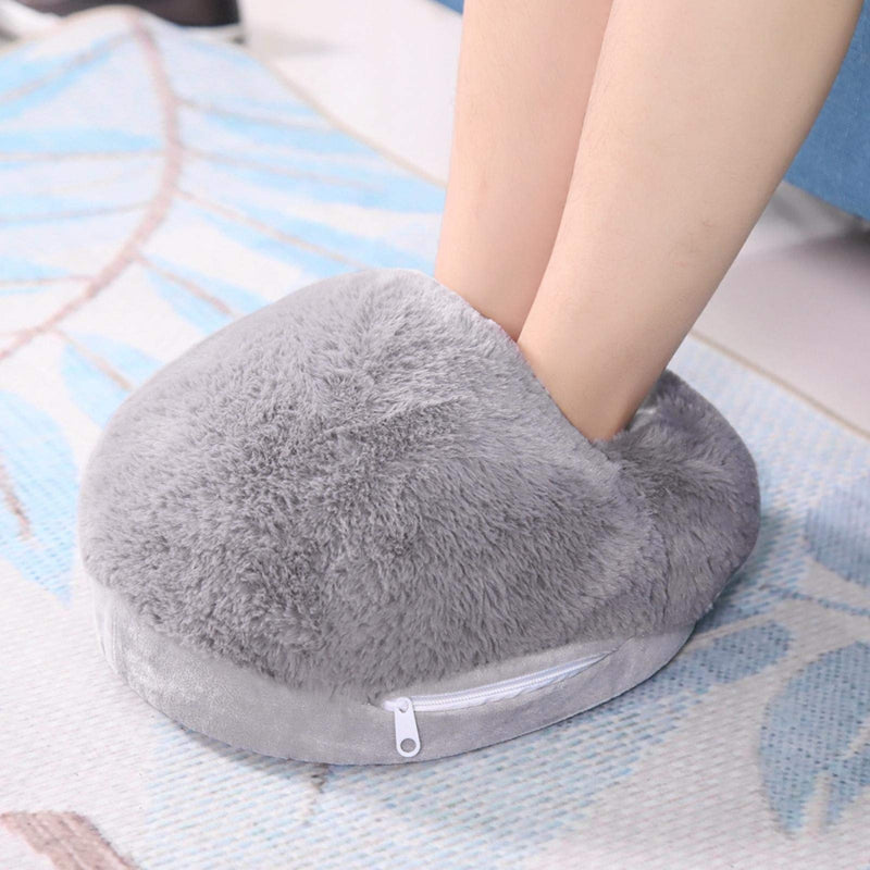 USB Foot Warmer, Electric Heated Feet Warmers Heating Shoes for Winter Office Heating Plush Shoes Temperature: 50?-60 ?(Grey) Grey - BeesActive Australia