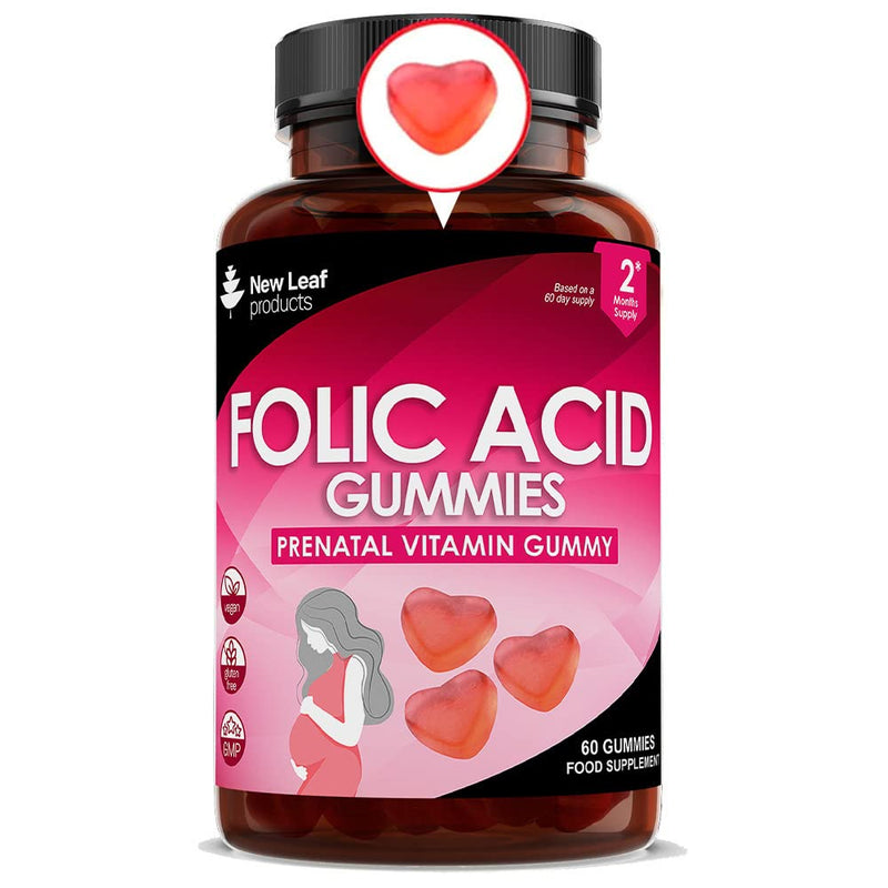 Folic Acid Pregnancy Gummies High Strength Folate Vitamins - Chewable Folic Acid Vegan Prenatal Vitamins for Women 400mcg, Vitamin B9 Prenatal Conception - Pregnancy Supplements, Real Fruit Juice Strawberry - BeesActive Australia