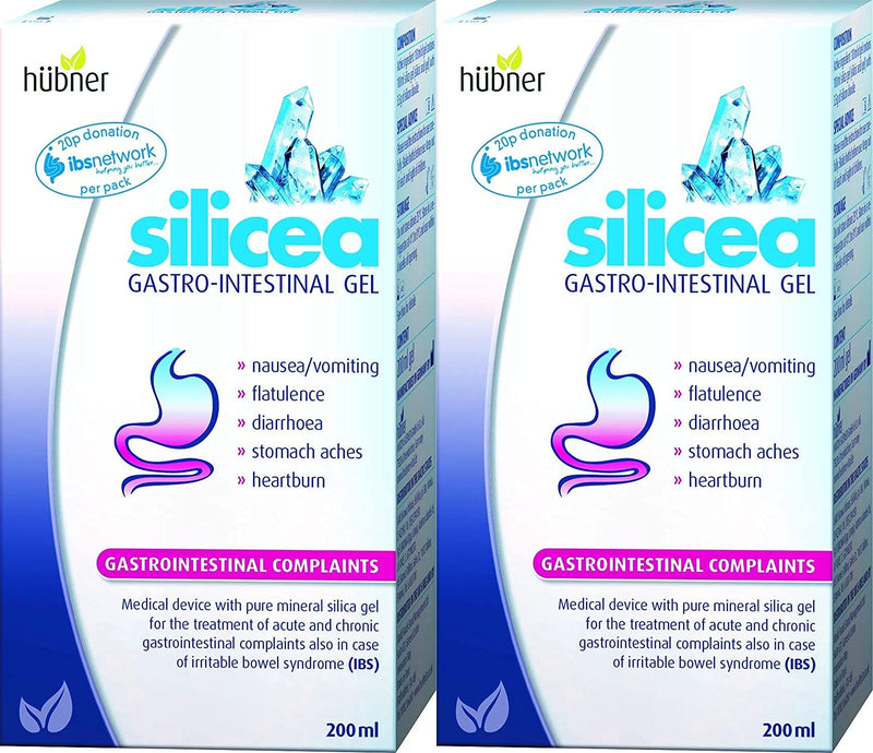 Hubner Silicea Gastrointestinal Gel Stomach ache, Flatulence, Nausea, Vomiting, Diarrhoea and Heartburn 200ml (Twin Pack) - BeesActive Australia