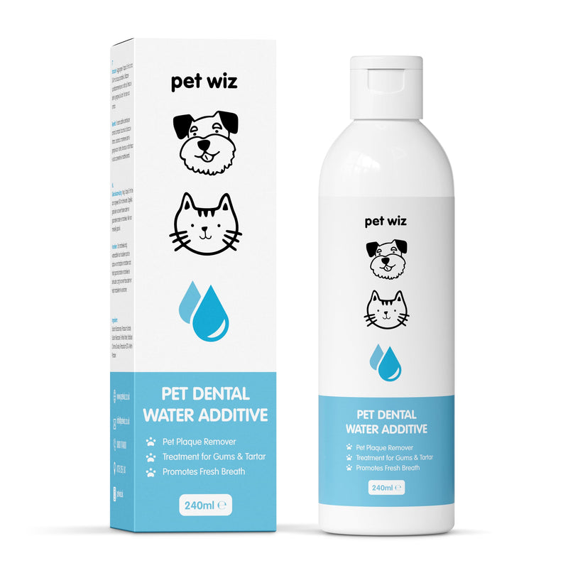 pet wiz Dental Water Additive for Dogs & Cats | Fights Bad Breath | Removes Plaque & Tartar | Promotes Healthy Gums | 240ml 240 ml (Pack of 1)