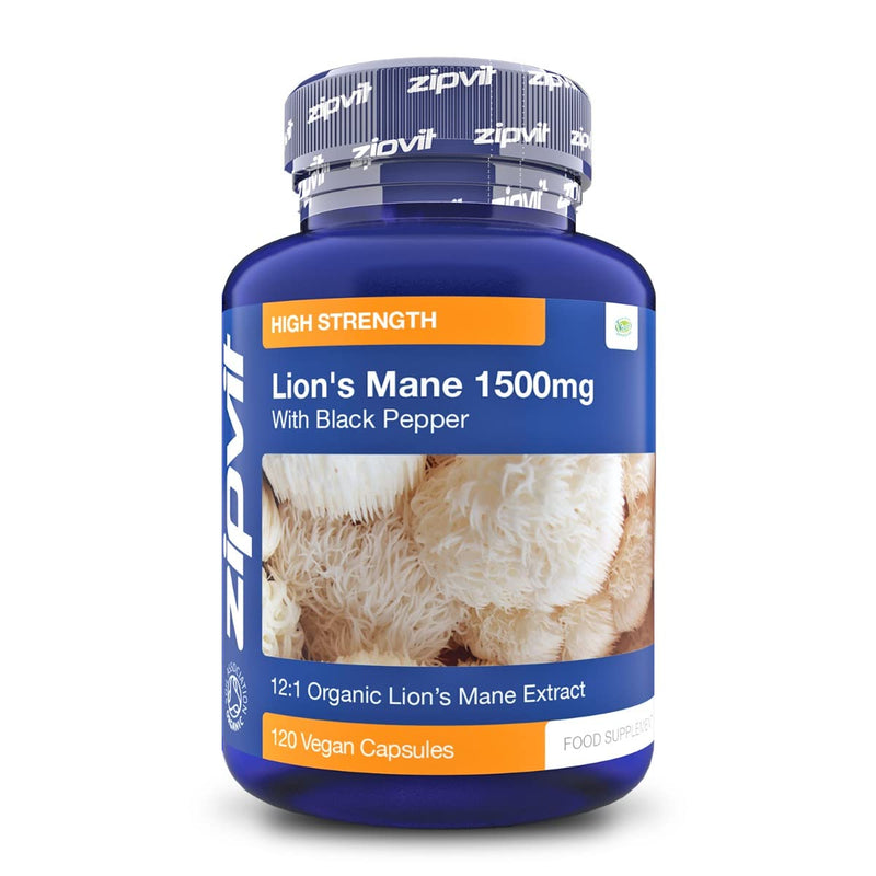 Organic Lions Mane Capsules 1500mg - 120 Vegan Lions Mane Supplement Capsules. Lions Mane Mushroom with Organic Black Pepper For Focus - BeesActive Australia