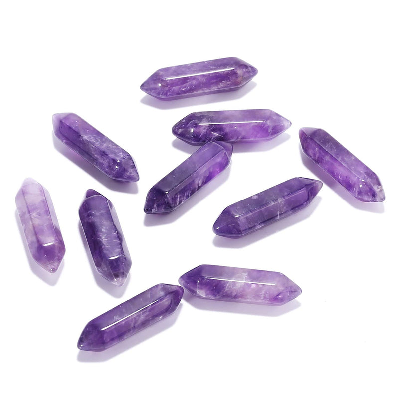 Wholesale 10pcs Natural Crystal Pendant Healing Quartz Stone Wands Set Hexagonal Reiki Stones Therapy Home Decoration B - BeesActive Australia