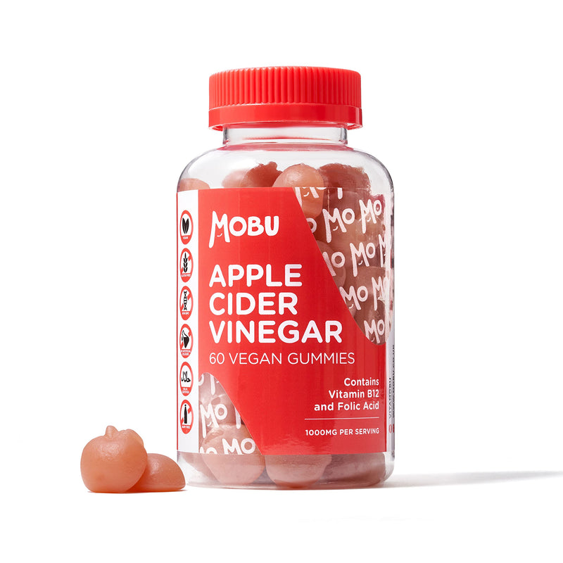 Apple Cider Vinegar Gummies 1000mg | Enriched with Vitamin B12 & Folic Acid | 60 ACV Gummies | Apple Cider Vinegar Capsules with Pomegranate & Beetroot Powder | Vegan, Halal & Gluten Free | MOBU UK - BeesActive Australia