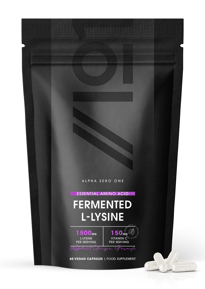 Fermented L-Lysine 1500mg with BioPerine� - Made with Vitamin C - High Strength - Raw, Halal, 60 Vegan Capsules 60 Count (Pack of 1) - BeesActive Australia
