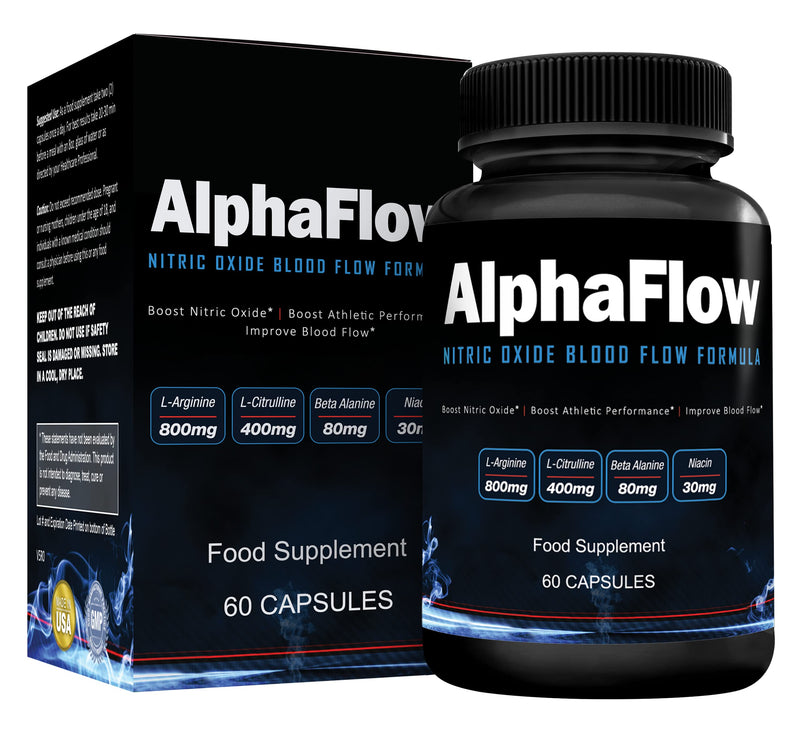 AlphaFlow L-Arginine, L-Citrulline & Beta Alanine | 1340mg Nitric Oxide (NO) Booster for Muscle Growth, Blood Flow, Vascularity & Size | Money Back Guarantee | 60 Vege Capsules - BeesActive Australia