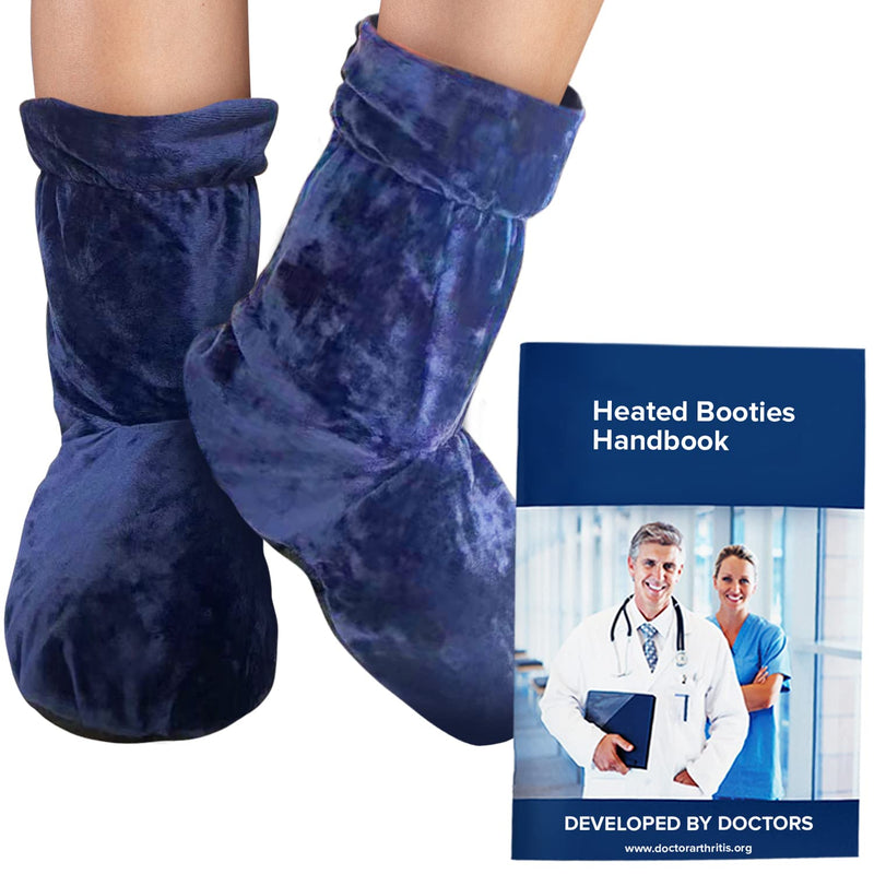 Doctor Developed Heated Booties (Not for walking in) - Foot Warmers for Women & Men - Heat Therapy Socks w/Microwavable Heating Pad for Feet - Foot Warmer Booties & Doctor Written Handbook [Blue] Heated Booties (Blue) - BeesActive Australia