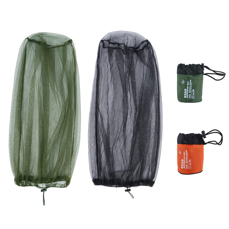 2 Pack Mosquito Head Net Midge Net Head Cover for Outdoor Hiking Fishing Camping Green and Black Green, Black - BeesActive Australia