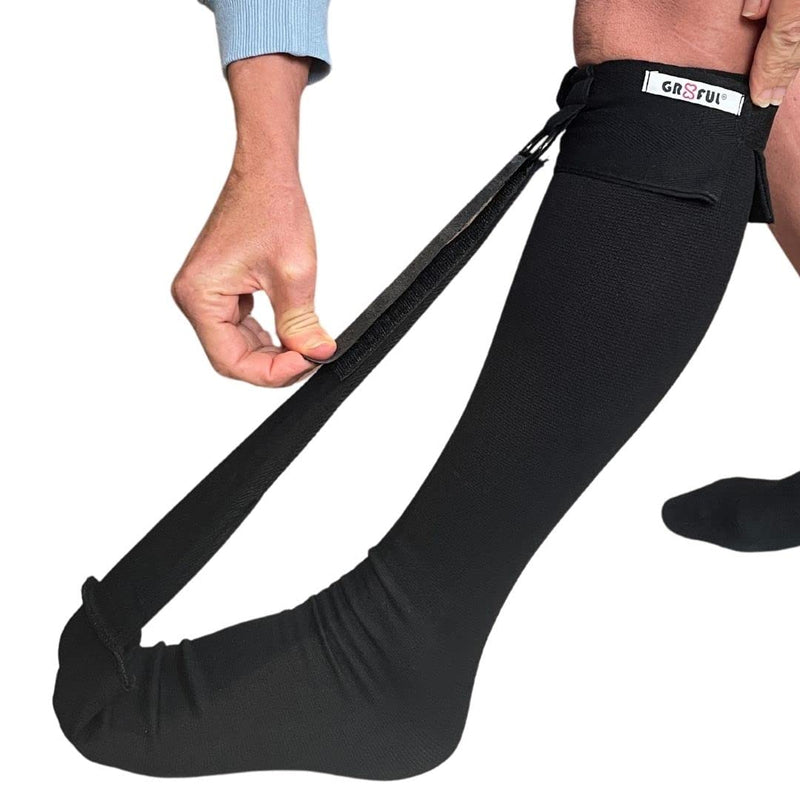 gr8ful® Plantar Fasciitis Night Sock Brace | Dorsal Splint Compression Socks for Achilles Tendonitis & Plantar Fasciitis Treatment | Provides a gentle stretch overnight | Lightweight | Black (l/xl) l/xl - BeesActive Australia