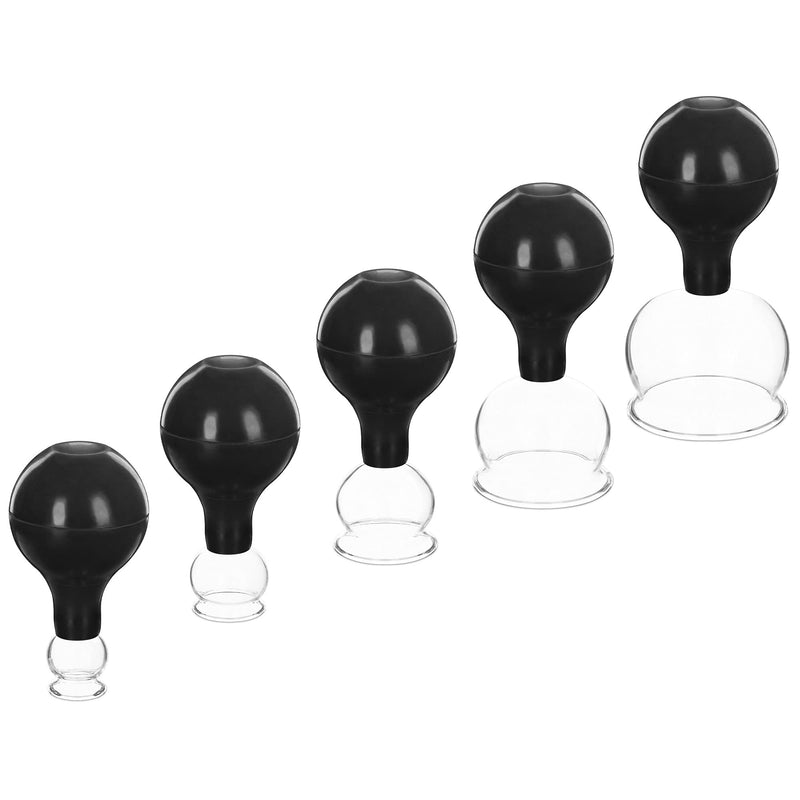 Navaris Cupping Massage Set - Set of 5X Glass Vacuum Suction Cups for Massaging Face, Legs, Arms, Back, Stomach, Body - Suction Cup Massage - Black - BeesActive Australia